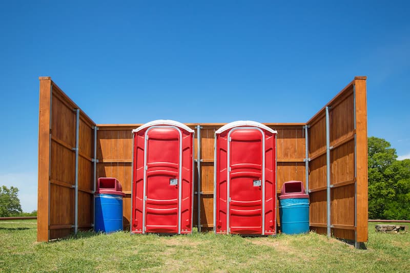 Short-term porta potty units staged for delivery in Los Angeles, California